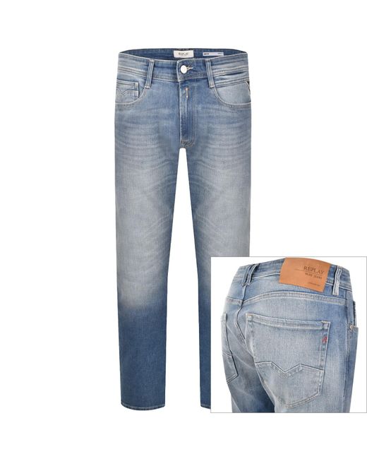 Replay Blue Comfort Fit Rocco Jeans Light Wash for men