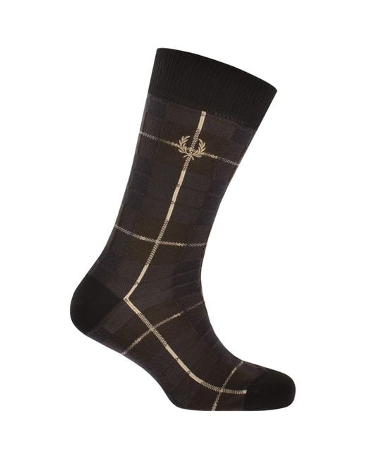 Fred Perry Black Tartan Socks for men