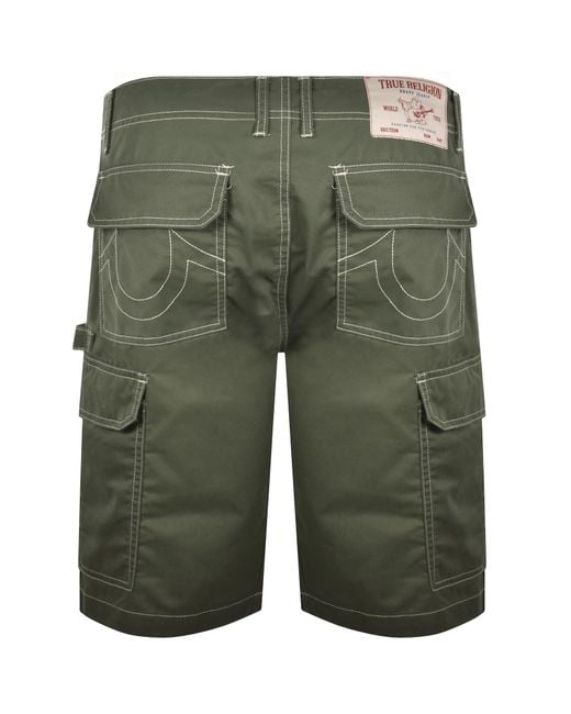 True Religion Green Utility Cargo Shorts for men