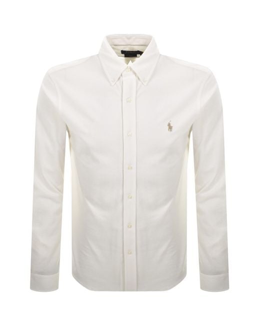 Ralph Lauren White Featherweight Mesh Shirt for men