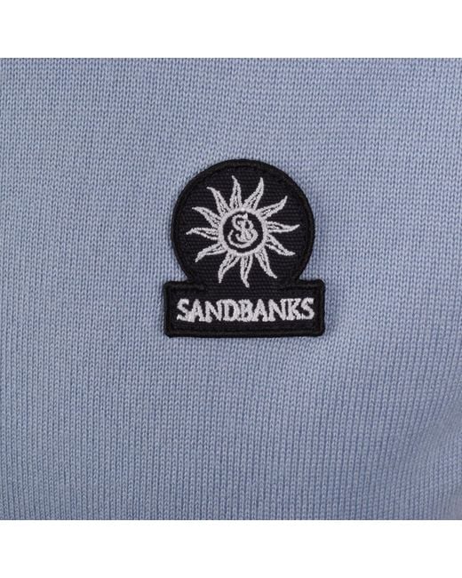 Sandbanks Blue Stripe Knitted Quarter Zip Polo for men