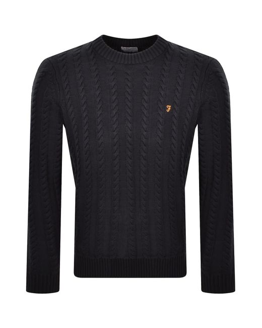 Farah Black Farah Knight Cable Knit Jumper for men