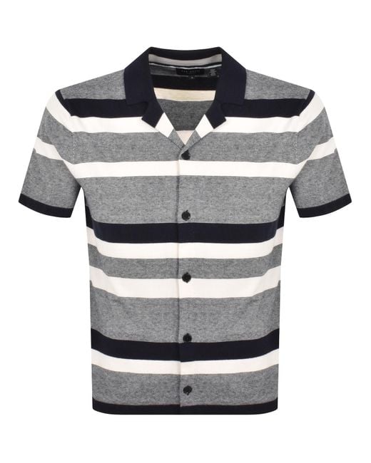 Ted Baker Gray Striped Knitted Shirt for men