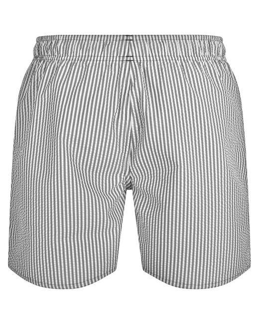 Adidas Originals Gray Adidas Stripey Classics Swim Shorts for men