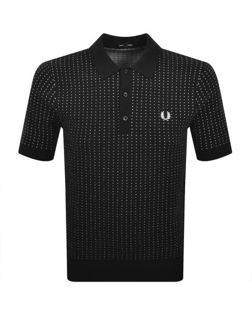 Fred Perry Black Knit Polo Shirt for men