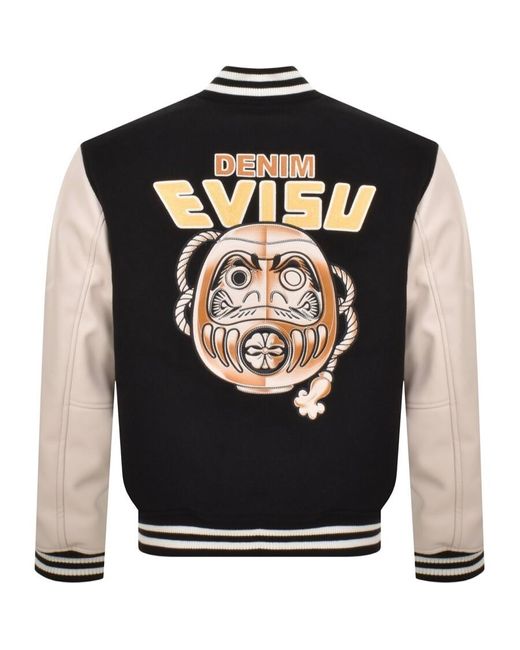 Evisu Black Varsity Jacket for men