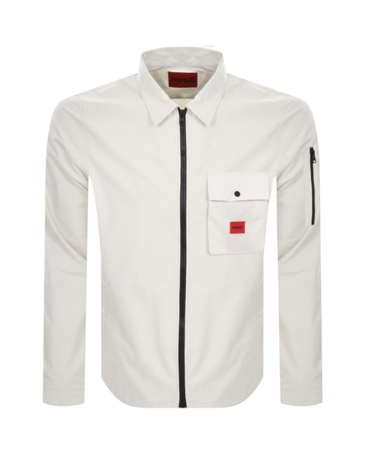 HUGO White Emmond Overshirt Jacket for men