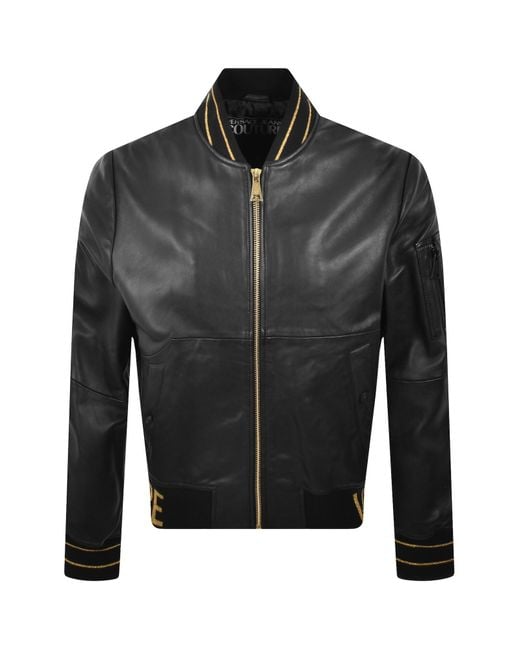 Versace Jeans Black Couture Leather Jacket for men