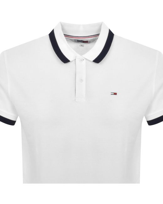 Tommy Hilfiger White Solid Tipped Polo Shirt for men