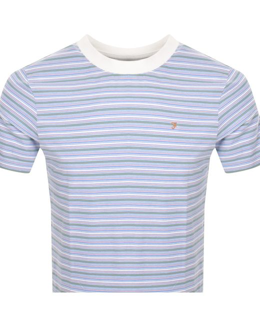 Farah Blue Danny Stripe T Shirt for men