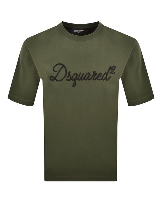 DSquared² Green Signature Loose Fit T Shirt for men