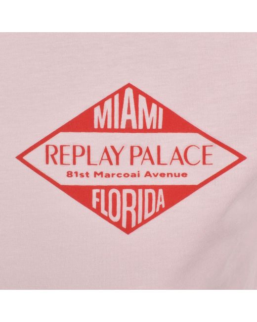 Replay Pink Graphic T Shirt for men