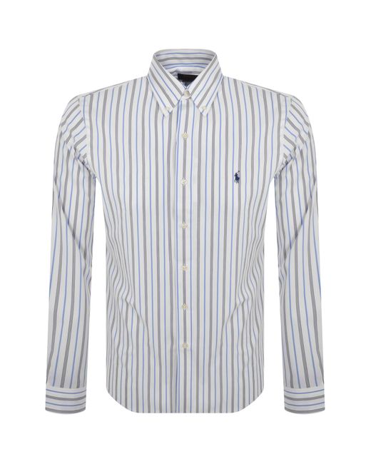 Ralph Lauren Blue Custom Fit Long Sleeve Shirt for men