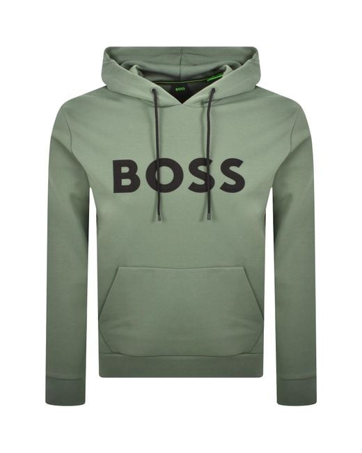 BOSS Men's Green Boss Soody Zone Hoodie