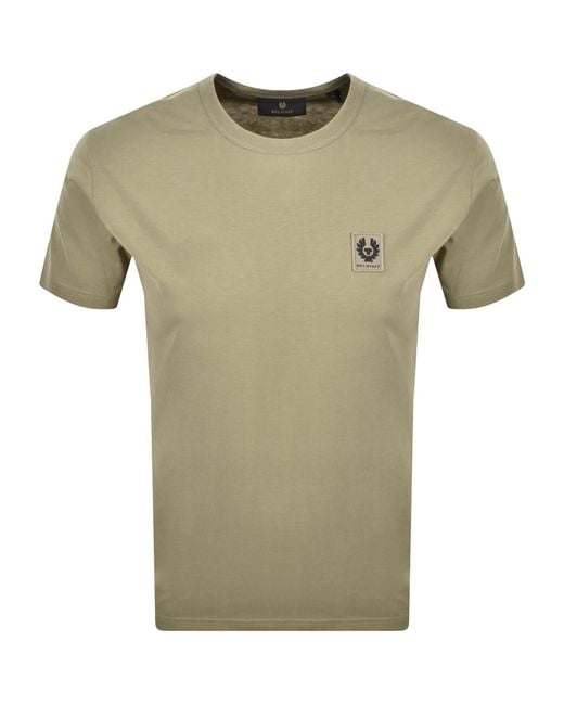 Belstaff Green Short Sleeve Logo T Shirt Fatigue for men