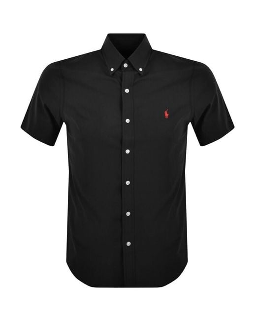 Ralph Lauren Black Oxford Short Sleeve Shirt for men