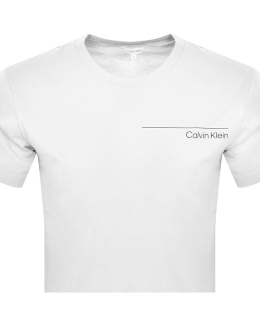 Calvin Klein White Crew Neck Logo T Shirt for men