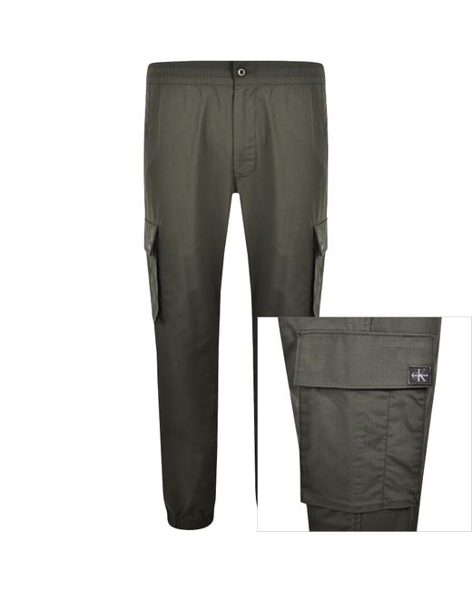 Calvin Klein Green Jeans Skinny Cargo Trousers Beluga for men
