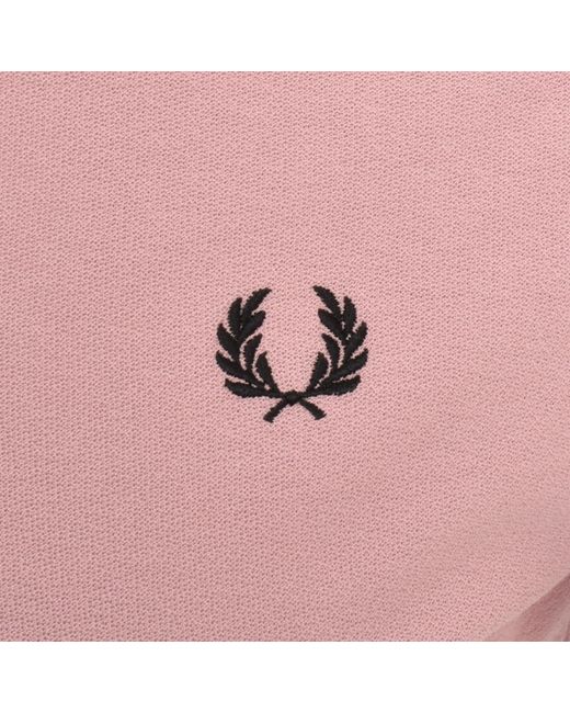 Fred Perry Pink Quarter Zip Polo T Shirt for men