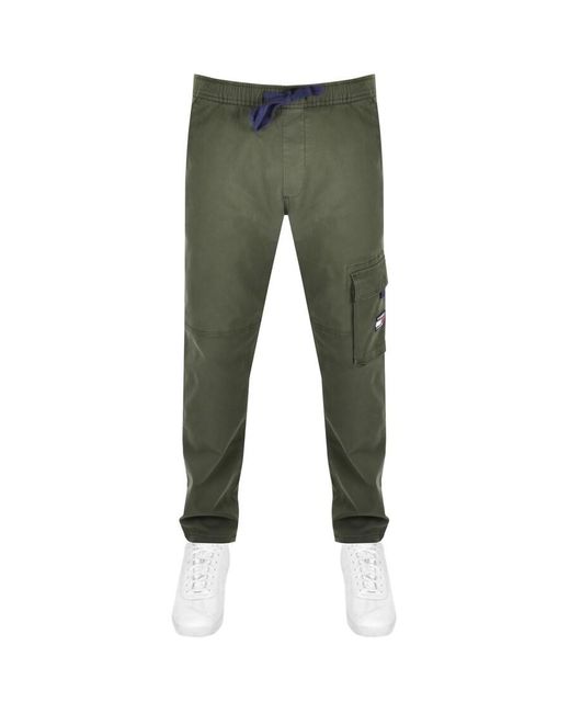 Tommy Hilfiger Denim Dad Dobby Cargo Trousers in Green for Men | Lyst