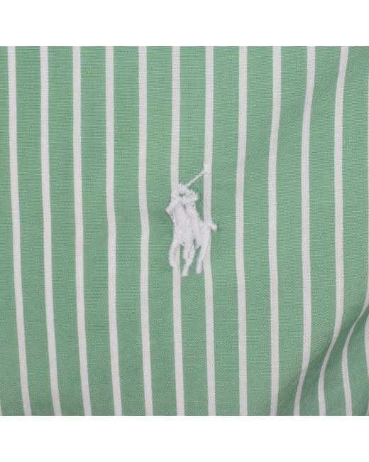 Ralph Lauren Green Long Sleeve Striped Shirt for men