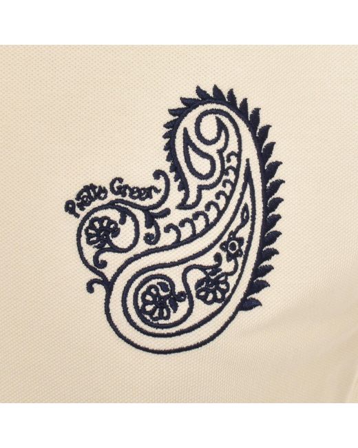 Pretty Green Natural Paisley Polo T Shirt for men