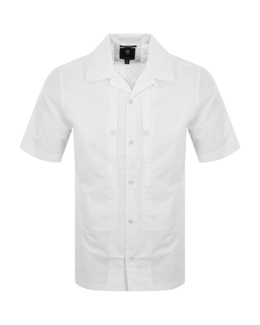 G-Star RAW White Raw Workwear Short Sleeve Shirt for men
