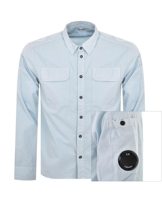 C P Company Blue Cp Company Gabardine Pocket Overshirt for men