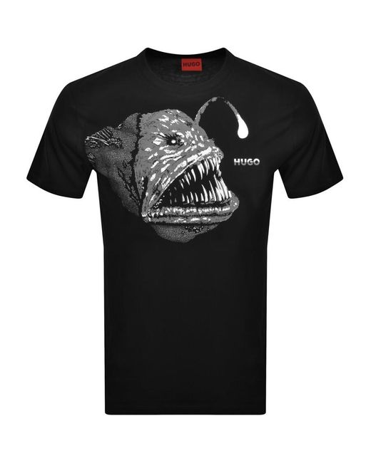 HUGO Black Dibeach T Shirt for men