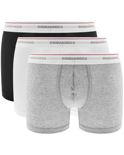 DSquared² Gray Underwear 3 Pack Trunks for men