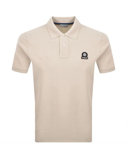 Sandbanks Natural Badge Logo Polo T Shirt Stone for men