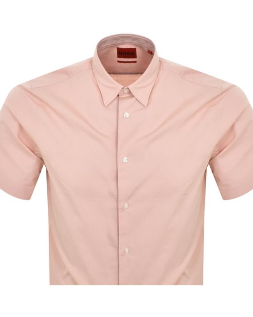 HUGO Pink Short Sleeved Ebor Shirt for men