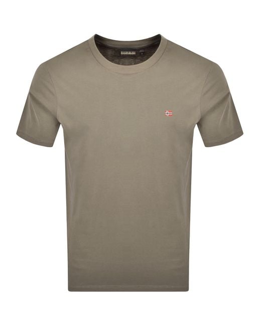 Napapijri Gray Salis Sum Logo T Shirt for men