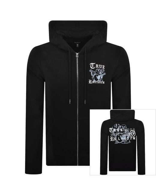 True Religion Black Logo Zip Hoodie for men