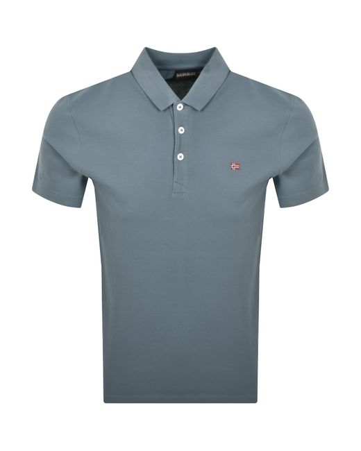 Napapijri Blue Ealis Short Sleeve Polo T Shirt for men
