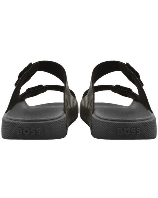 BOSS BUSINESS Black Boss Surfley Sandals for men