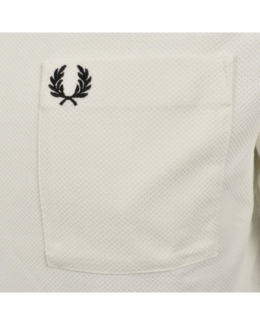 Fred Perry Gray Pocket Detail Pique T Shirt for men