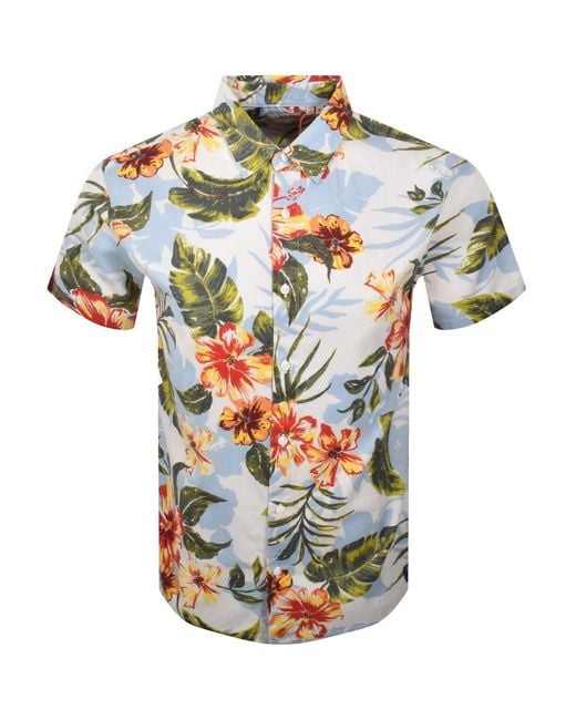 Superdry Blue Short Sleeved Hawaiian Shirt for men