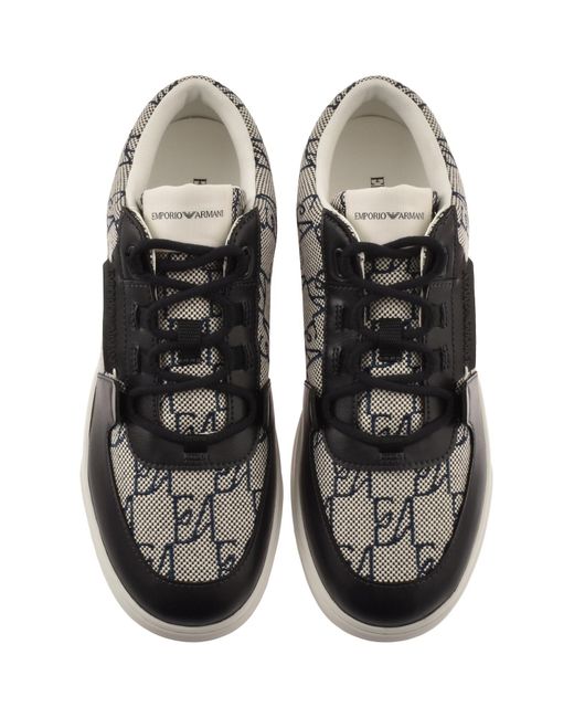 Armani Black Emporio Leather Trainers for men
