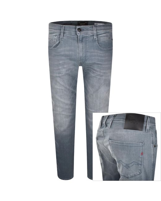 Replay Blue Anbass Slim Fit Mid Wash Jeans for men