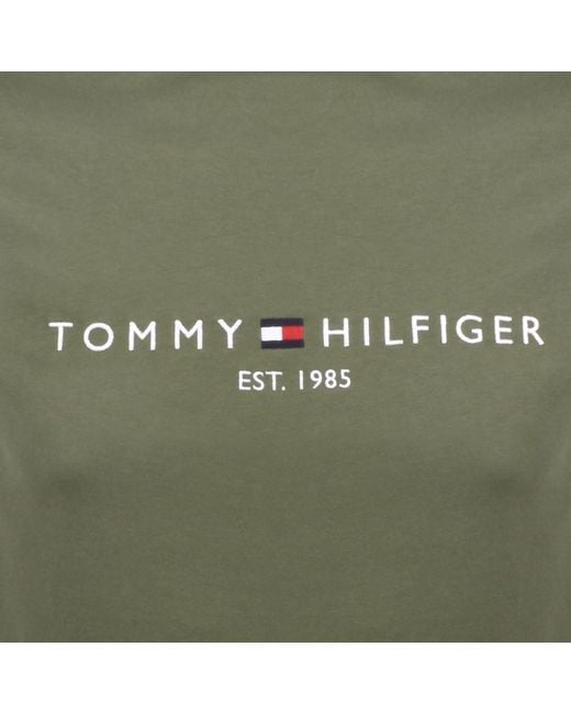 Tommy Hilfiger Green Logo Slim Fit T Shirt for men