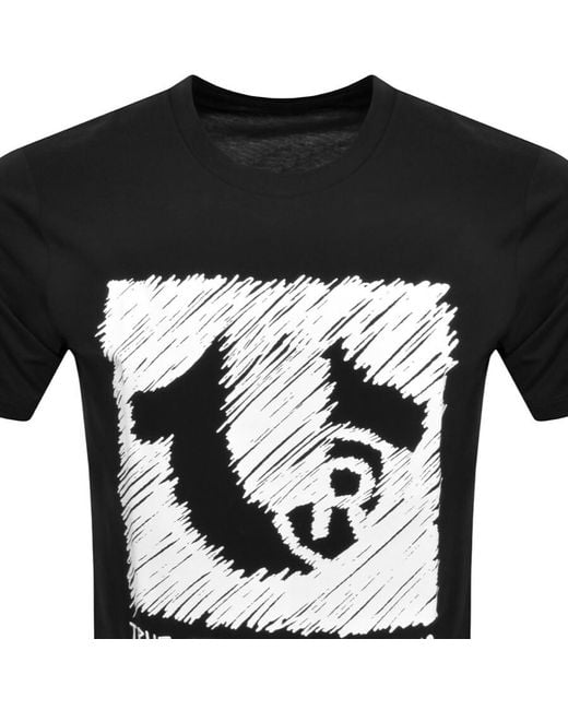 True Religion Black Logo Scribble T Shirt for men