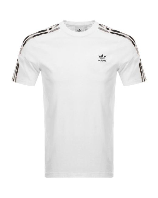adidas Originals Cotton 3 Stripe T Shirt in White for Men | Lyst