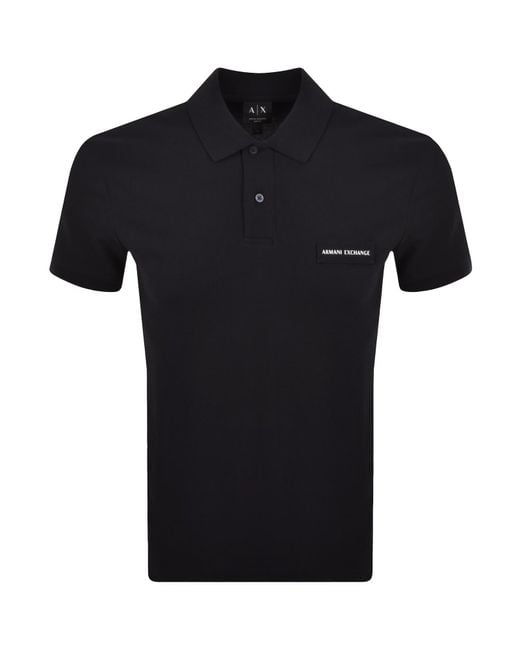 ARMANI EXCHANGE Black Slim Fit Polo T Shirt for men