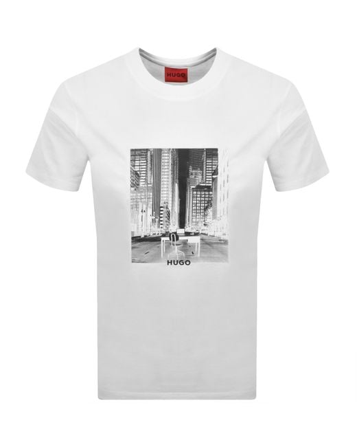 HUGO White Deyss T Shirt for men