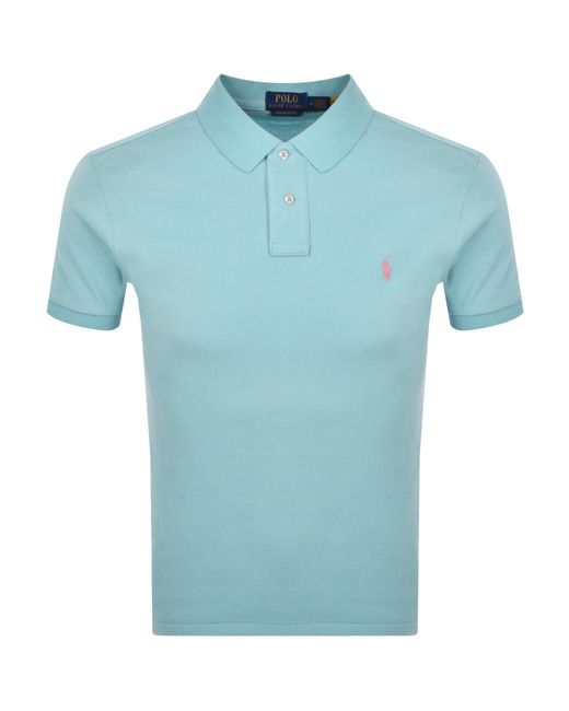 Ralph Lauren Blue Custom Slim Polo T Shirt for men