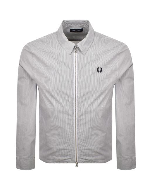 Fred Perry Gray Seersucker Overshirt for men
