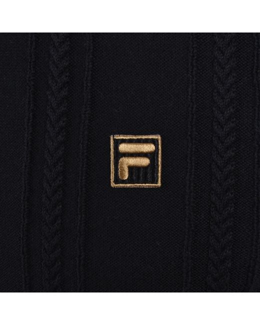 Fila Black Fila Barns Textured Knit Polo T Shirt for men