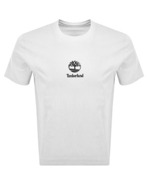 Timberland White Print Stack Logo T Shirt for men