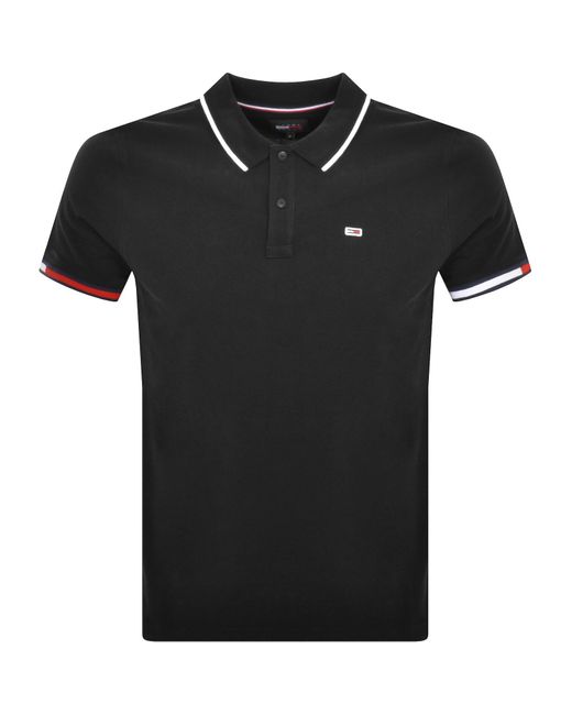Tommy Hilfiger Black Slim Flag Polo Shirt for men
